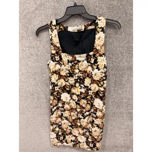 Abercrombie & Fitch Women Dress MT Brown Floral Linen Blend Square Neck Mini thumbnail 3
