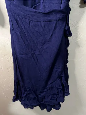 Rebecca Minkoff Wendy Navy Blue Faux Wrap Ruffle Hem Mini Dress thumbnail 4