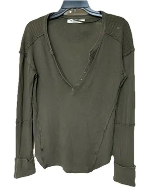 We The Free Shirt Women’s Sm Long Sleeve Olive Green Fairy Grunge Y2K Indie Alt thumbnail 1