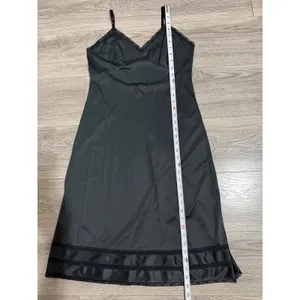 Vintage 90s Black Lace Trim Full Slip Dress S Adjustable Straps Midi Length thumbnail 7
