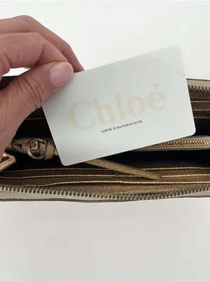Vintage Chloé Metallic Pebbled Leather Gold Zip Around Continental Wallet thumbnail 7