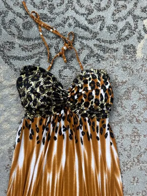 Chesley Y2K Halter Leopard Paisley Print Maxi Dress Small thumbnail 3