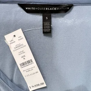 White House Black Market Light Blue Smocked Waist Dress‎ Small Cap Sleeves Midi thumbnail 4