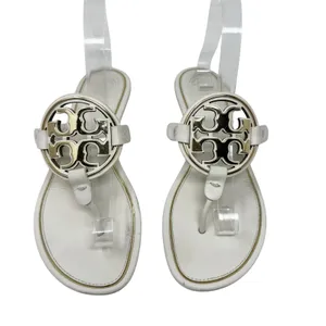 Tory Burch Miller Ivory Leather Logo Medallion Flat Sandals Size 9.5 thumbnail 2