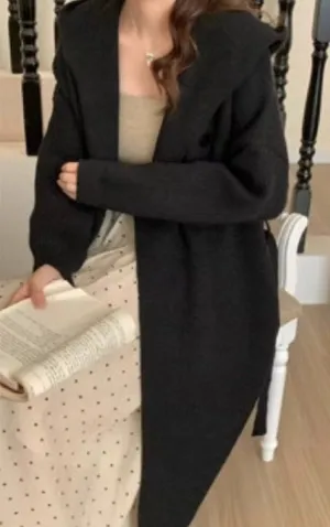 Maxi length cardigans hooded ($139) with belt loops thumbnail 1
