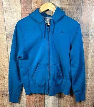 Nike Sportswear Teal Blue Full Zip Fleece Hoodie Womens Large L Embroidered Logo thumbnail 1