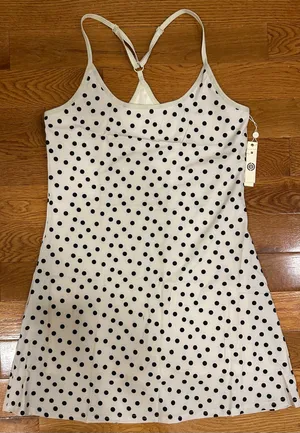 Max Studio Performance Sport Polka Dot Scoop Neck Beige/Black athletic Dress thumbnail 7