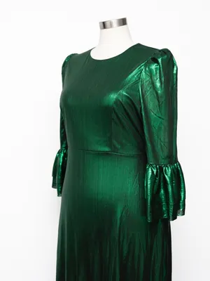 Pomander Place - Emerald Crinkle Lurex Lillith Maxi Dress thumbnail 9