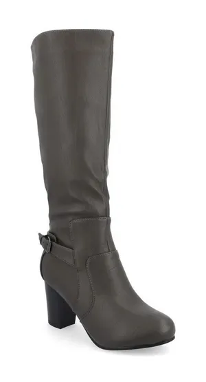 Journee Collection Women's Carver Wide Calf Block Heel Knee High Boots Grey 9 NIB thumbnail 1