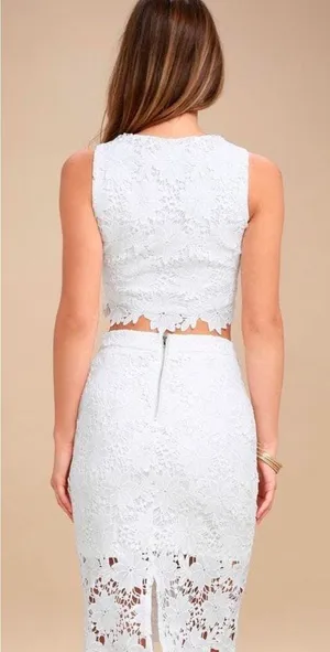Lulus White Two Piece Lace Set thumbnail 2