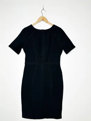 Dress The Population NEW! Black Koa Bandage Bodycon V-Neck Short Sleeve Dress L thumbnail 4
