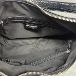 Alfani Black Croc Embossed Leather Shoulder Bag Greenwich Hobo‎ Purse thumbnail 3