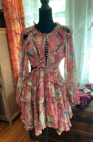 Floral Cut Out Dress Multi Size M thumbnail 1