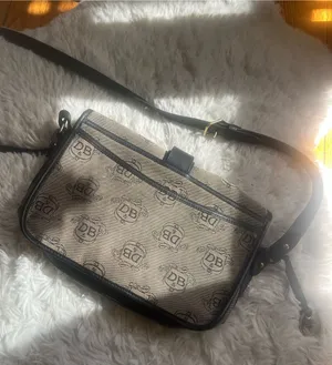 Dooney & bourke vintage gray and black monogram fabric shoulder bag thumbnail 1