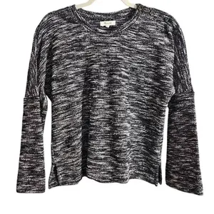 Madewell Black and White Sweater, Size Small, Buttons down one shoulder. thumbnail 1