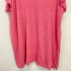 Stark x‎ Pink Linen Flutter Sleeves Scoop Neck Relaxed Fit Top Size XS thumbnail 4