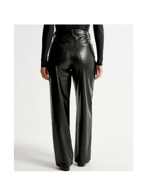 Abercrombie & Fitch the loose high rise faux leather black pant size 25 thumbnail 6