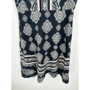 Ann Taylor Medallion Print Sleeveless Blue Cream Shift Dress‎ Women's Size 4 thumbnail 5