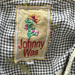 Johnny Was Silk Tunic M floral Embroidered Gathered Waist blouse lightweight thumbnail 3
