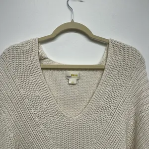 Anthropologie x Maeve V-Neck Sculptured Pullover Sweater - Off White thumbnail 7