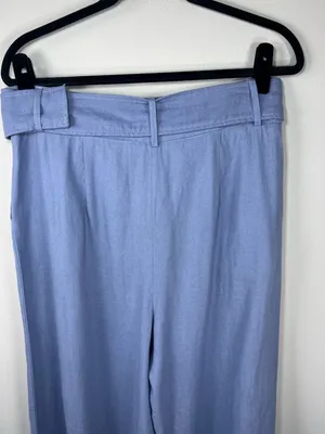 House of Harlow 1960 Wide Leg Pants Periwinkle Blue Belt Linen Resort Coastal 8 thumbnail 11