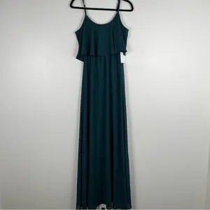Show Me Your Mumu Caitlin Ruffle Maxi Dress Deep‎ Jade Chiffon Sz XXS thumbnail 7