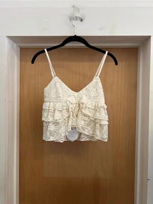 NWT! More To Come Marisol Cream Cami Lace Tiered Boho Top - size XS - MSRP $58!! thumbnail 2