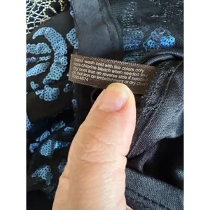 The Limited Cocktail Dress‎ Womens 6 Black Blue Sequin Damask Mesh Illusion Neck thumbnail 9