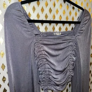 Free people intimately Meant to Be Ruched silver mauve lilac blouse crop top siz thumbnail 2