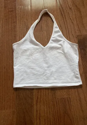 Brandy Melville John Galt White Alexis Halter Cropped Top thumbnail 2