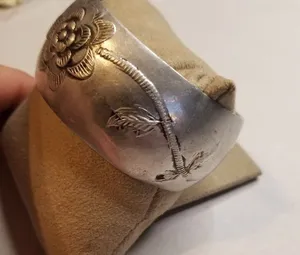 Aluminum Floral Cuff Bracelet Silver thumbnail 1