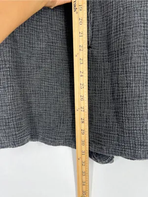 Bird Bee Textured Gauze Romper Charcoal Black Long Sleeve Button Front Size M thumbnail 9