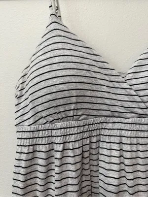 Pink Rose Striped Ruffle Mini Dress in Gray and Black Size M thumbnail 3