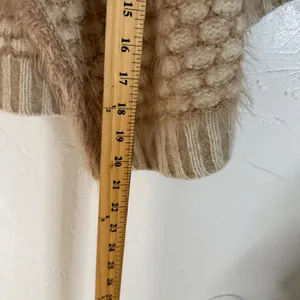 Anthropologie Moth Fuzzy Bobble Knit Cardigan Shawl Sweater‎ Capelet Beige S thumbnail 8