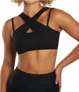 Year of Ours Black Crisscross Double-Strap Crop Bralette thumbnail 1