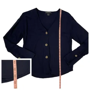 SOMETHING NAVY Pretty Button Through Top - Navy Blue - XS thumbnail 2