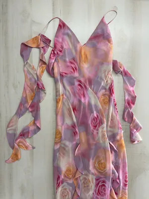 nwt FOR LOVE AND LEMONS pink watercolor beate maxi dress event thumbnail 7