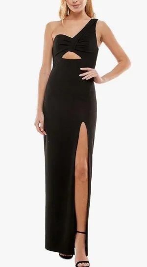 City Studios New Black One Shoulder Cut Out Evening Gown Size 5 thumbnail 1