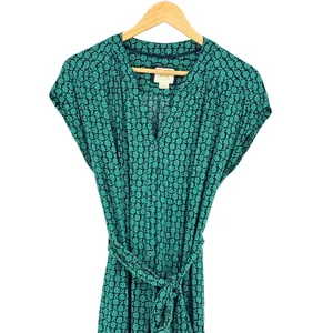 Maeve Anthropologie Jumpsuit Size XS Green Floral Geo‎ Belted Rayon Boho Cropped thumbnail 3