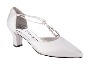 NWT Easy Street Womens Moonlight Dress Pump Evening Heels Silver Satin Gray 8M thumbnail 1