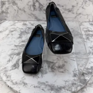 Biala Black Leather Square Toe Ballet Flats Size 8 Made in Italy thumbnail 4