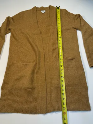 J. Crew Wool Blend Open-Front Mustard-Blend Long Cardigan thumbnail 3