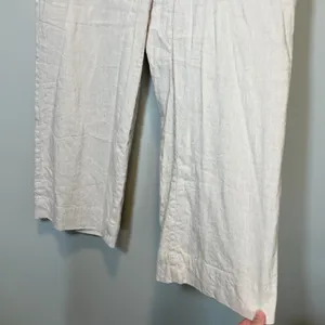 J. Jill Linen Stretch Wide Leg Pants Oatmeal Beige Women Small Pockets Elastic thumbnail 6