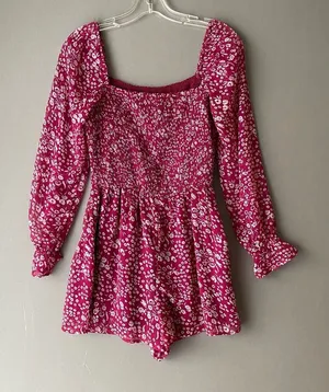 Abercrombie & Fitch sz S red off shoulder boho‎ romper thumbnail 1