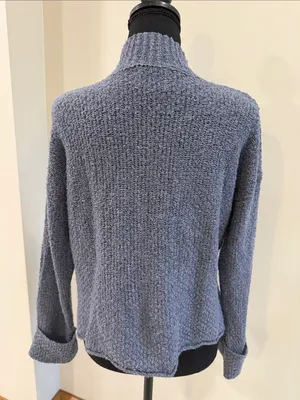 Pink Rose Women’s blue mock neck cropped sweater size M thumbnail 3