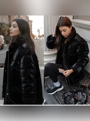 Alo Yoga Ice Breaker Oversized Satin Faux Leather Sherpa Puffer Jacket Size Med thumbnail 3