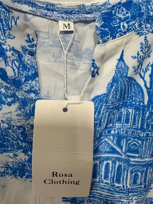 Rosa Clothing Landscape Porcelain Toile Print Flare Maxi Dress Medium New thumbnail 2