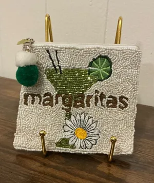 A Rare Handmade Hand Beaded Margaritas Multicolor Coin Purse Zip Pouch thumbnail 1