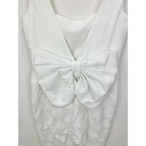 NEW Lulus Exceptional Vision White Jacquard Removable Bow Jumpsuit Bridal XL thumbnail 8
