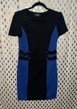 Bordeaux Formal dress mini dress blue and black block skirt size M thumbnail 1